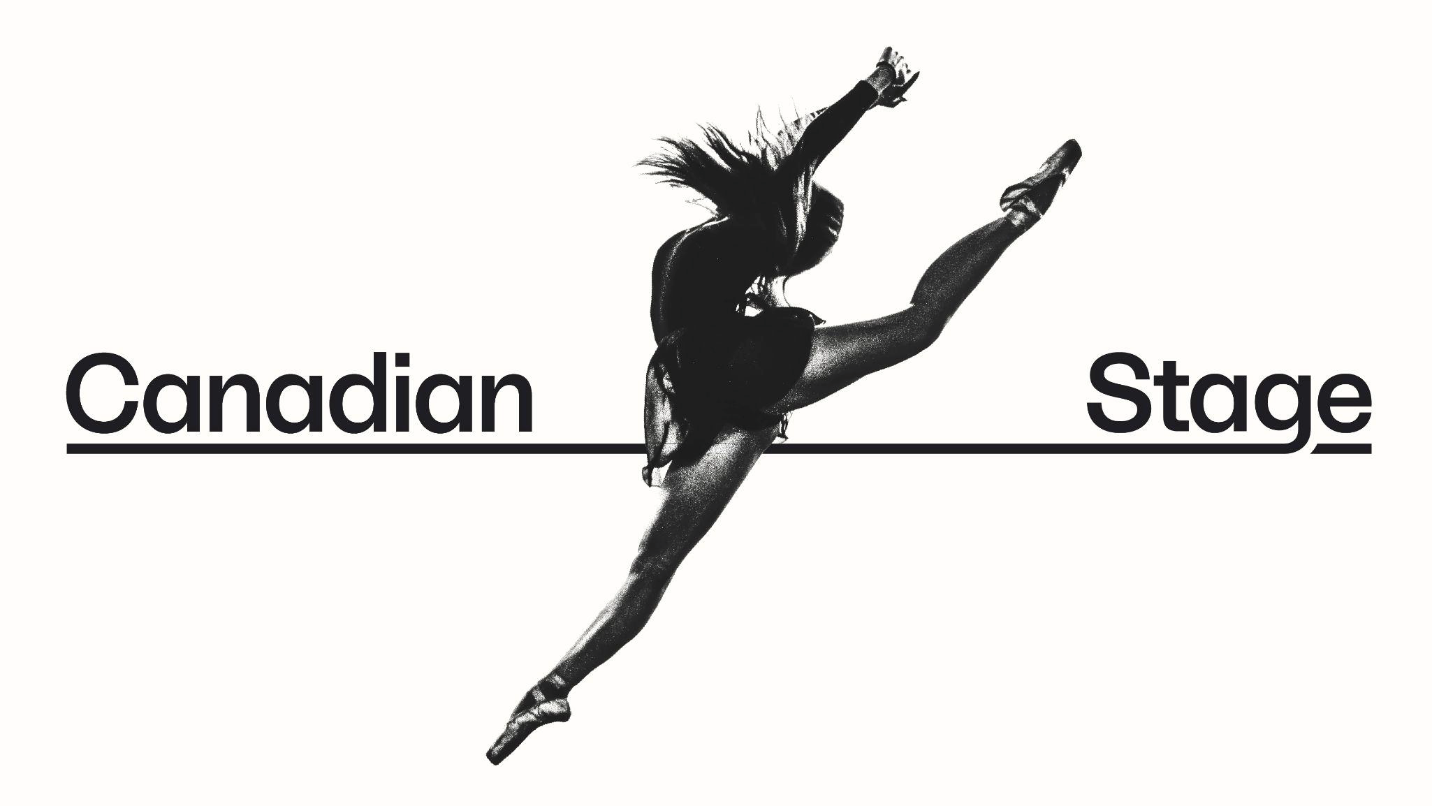 Canadian Stage logo with extended black line and dancer in the middle